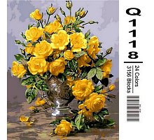 Фото Картина за номерами "Жовті троянди у срібній вазі" 40х50см, Mariposa Q1118