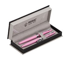 Фото Комплект ручок Regal (перова + кулькова) в подарунковому футлярі, рожевий (R283210.P.BF)