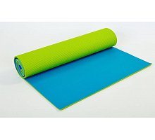 Фото Килимок для фітнесу та йоги (Yoga mat) PVC 6мм двошаровий SP-Planeta FI-5558-3 (1,73м x 0,61м x 6мм, салат-гол)