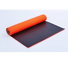 Фото Килимок для фітнесу та йоги (Yoga mat) PVC 6мм двошаровий SP-Planeta FI-5558-4 (1,73м x 0,61м x 6мм, оранж-чер)