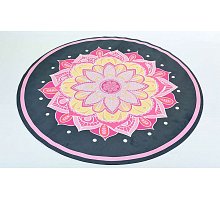 Фото Килимок для йоги круглий замша, каучук 3мм двошаровий FI-6218-1 (d-150см, чорний-рожевий)