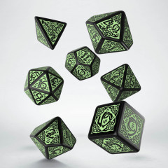 Кубики RPG Celtic 3D Revised Black & green Dice Set. Q WORKSHOP (SCER05)