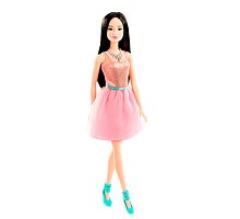 Фото Лялька Барбі Блискуча у світло-рожевій сукні, Barbie, Mattel, Світло-рожевий, брюнетка, T7580-4