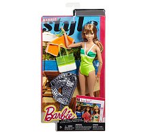 Фото Лялька Барбі Стильний відпочинок у зеленому купальнику з аксесуарами, Barbie, Mattel, у салатово-зеленому купальнику, CFN05-2