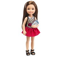 Фото Лялька Челсі Похід у кіно, Barbie, Mattel, бордова спідниця, DGX40-4