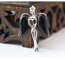 Фото Кулон "Ангел з кам'яними крилами" вставка Чорний обсидіан (9080010)