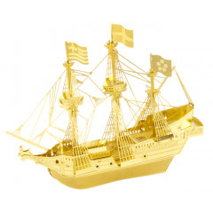 Металлическая сборная 3D модель Gold Golden Hind - Корабль Золотая лань (золотая), Metal Earth (MMS049G)
