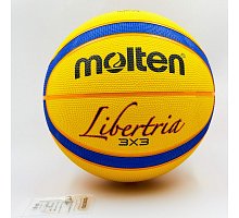 Фото М’яч баскетбольний гумовий №7 MOLTEN B33T2000 3X3 (гума, бутіл, жовтий-синій)