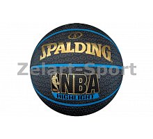 Фото М’яч баскетбольний гумовий №7 SPALDING 73902Z HIGHLIGHT BLUE Outdoor (гума, бутіл, чорно-синій)