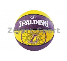 Фото М’яч баскетбольний гумовий №7 SPALDING 83156Z NBA TEAM LAKERS (гума, бутил, жовто-бузковий)