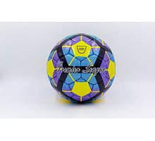 Фото М’яч футбольний №4 DX PREMIER LEAGUE FB-5424-4 жовтий-синій-фіолетовий (5 сл., пошитий вручну)