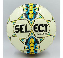Фото М’яч футбольний №4 PU ламінований SELECT EVOLUTION ST-8254 білий-синій-жовтий (№4, 5 сл., пошитий вручну)