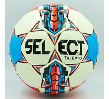 Фото М’яч футбольний №4 PU ламінований SELECT TALENTO ST-8255 білий-синій-малиновий (№4, 5 сл., пошитий вручну)