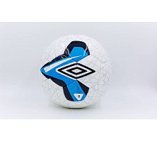 Фото М’яч футбольний №5 DX Umbro FB-6209-1 (№5, 5 сл., пошитий вручну, білий-синій)