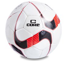 Фото М’яч футбольний №5 PU ламін. CORE DIAMOND CR-025 (№5, 4 сл., пошитий вручну, білий-чорний-червоний)