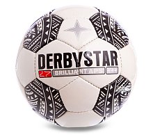 Фото М’яч футбольний №5 PU ламін. DERBYSTAR BRILLIANT APS FB-2112 (№5, 5 сл., пошитий вручну, білий-сірий-чорний)
