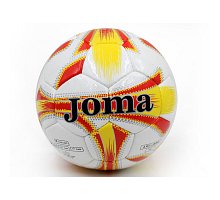 Фото М’яч футбольний №5 PU ламін. JOMA J-1-OR білий-червоний-жовтий (№5, 5 сл., пошитий вручну)
