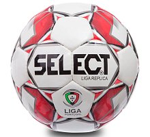 Фото М’яч футбольний №5 PU ламін. SELECT LIGA REPLICA ST-10-5 (№5, 5 сл., пошитий вручну, білий-червоний-срібло-чорний)