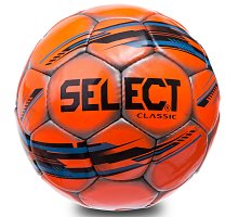 Фото М’яч футбольний №5 PU ламін. SELECT SHINE CLASSIC ST-12-1 (№5, 5 сл., пошитий вручну, оранжевий-блакитний-чорний)