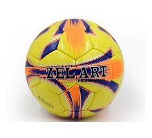 Фото М’яч футбольний №5 PU ламін. ZEL ZEL-01-2 жовтий-оранжевий-фіолетовий (№5, 5 сл., пошитий вручну)