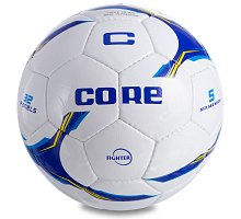 Фото М’яч футбольний №5 PU SHINY CORE FIGHTER CR-026 (№5, 4 сл., пошитий вручну, білий-синій-блакитний)
