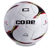 Фото М’яч футбольний №5 PU SHINY CORE FIGHTER CR-027 (№5, 4 сл., пошитий вручну, білий-чорний-червоний)