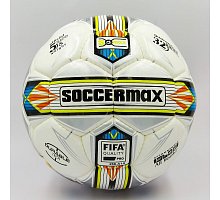 Фото М’яч футбольний професійний №5 SOCCERMAX FIFA FB-0176 (PU, білий-сірий-жовтий)