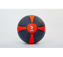 Фото М’яч медичний (медбол) FI-5122-3 3кг (гума, d-21,5см, чорний-червоний)