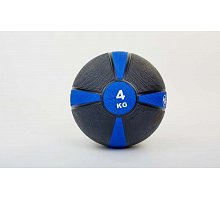 Фото М’яч медичний (медбол) FI-5122-4 4кг (гума, d-21,5см, чорний-синій)