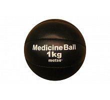Фото М’яч медичний (медбол) MATSA ME-0241-1 1кг (верх-шкіра, наповнювач-пісок, d-14см, чорний)