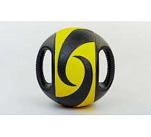 Фото М’яч медичний (медбол) із двома рукоятками FI-5111-6 6кг (гума, d-27,5см, чорний-жовтий)