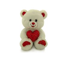 Фото М’яка іграшка Ведмідь білий блискучий із серцем (музика, 20 см), Lava, LF1060