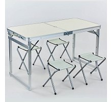 Фото Набір для пікніка (стіл + 4 стільці) 8188 (р-р столу 60х120см, метал, ламін. ДСП)
