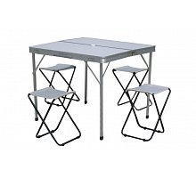Фото Набір для пікніка (стіл + 4 стільці) TO-8833-B (р-р столу 86х80х69см, MDF-5мм, алюміній, тканина, сірий)