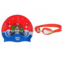 Фото Набір для плавання ARENA дитячий: окуляри, шапочка AR-92413-44 AWT MULTI (полікарбонат, TPR, силікон, оранжев)