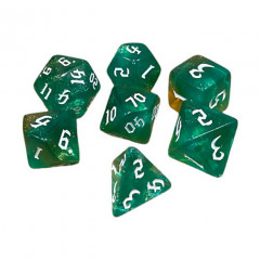 Набор кубиков RPG Double Color Glitter 7 Dice Set Aqua-Gold (g7dglitdc04)