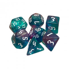 Набор кубиков RPG Double Color Glitter 7 Dice Set Aqua-Purple (g7dglitdc02)