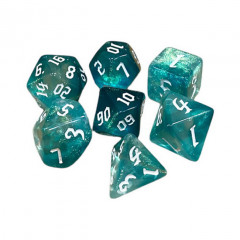 Набор кубиков RPG Double Color Glitter 7 Dice Set Aqua-White (g7dglitdc06)