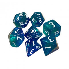 Набор кубиков RPG Double Color Glitter 7 Dice Set Blue-Aqua (g7dglitdc01)