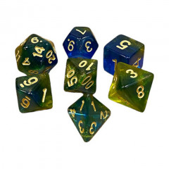 Набор кубиков RPG Double Color Glitter 7 Dice Set Blue-Yellow (g7dglitdc08)