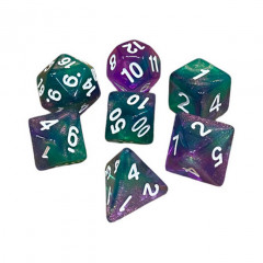 Набор кубиков RPG Double Color Glitter 7 Dice Set Green-Pink (g7dglitdc11)