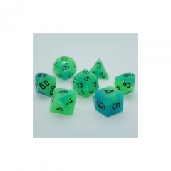 Набор кубиков RPG Double Color Glow in the dark 7 Dice Set Green-Blue (g7dglowdc02)