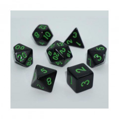 Набор кубиков RPG Opaque 7 Dice Set Black (w-green) (g7dopaq01)