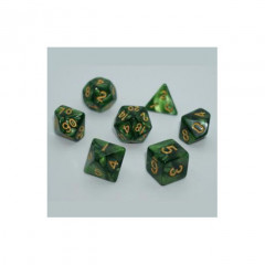 Набор кубиков RPG Pearl 7 Dice Set Dark green (w-gold) (g7dpearl12)