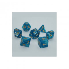 Набор кубиков RPG Pearl 7 Dice Set Light blue (w-gold) (g7dpearl15)