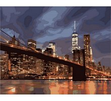 Фото Нічний Нью-Йорк, серія Міський пейзаж, малювання за номерами, 40 х 50 см, Ідейка, Нічний Нью-Йорк (KH2133)