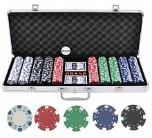 Фото Покерный набор на 500 фишек БЕЗ номинала в серебристом кейсе. 11,5g-chips