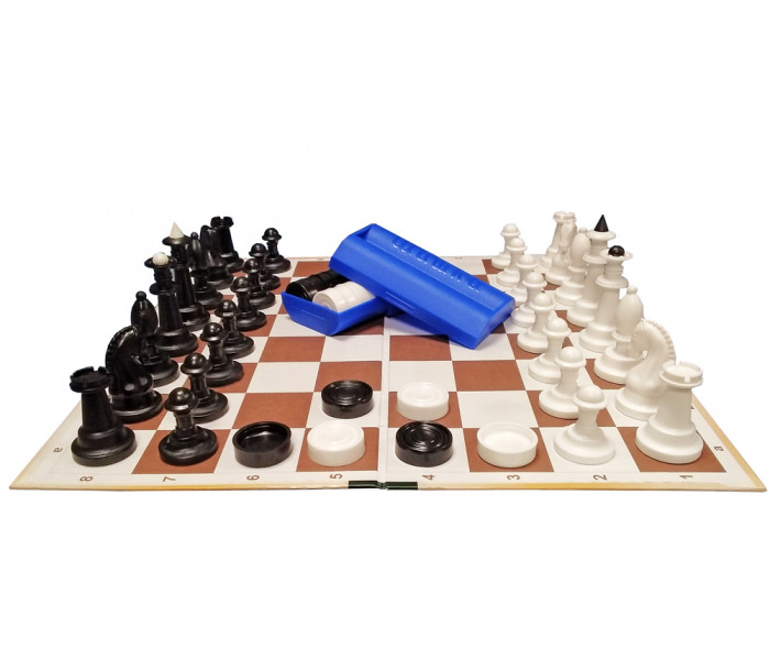 Игровой комплект "Шашки, шахматы", поле картон
