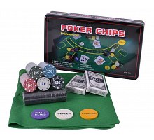 Фото Набор для покера на 300 фишек с номиналом в металлической коробке, номинал 1-50. 4g-chips