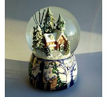 Фото Снігова куля Будиночок лісника (з обертанням, мелодією та підсвічуванням, D 10 см)
